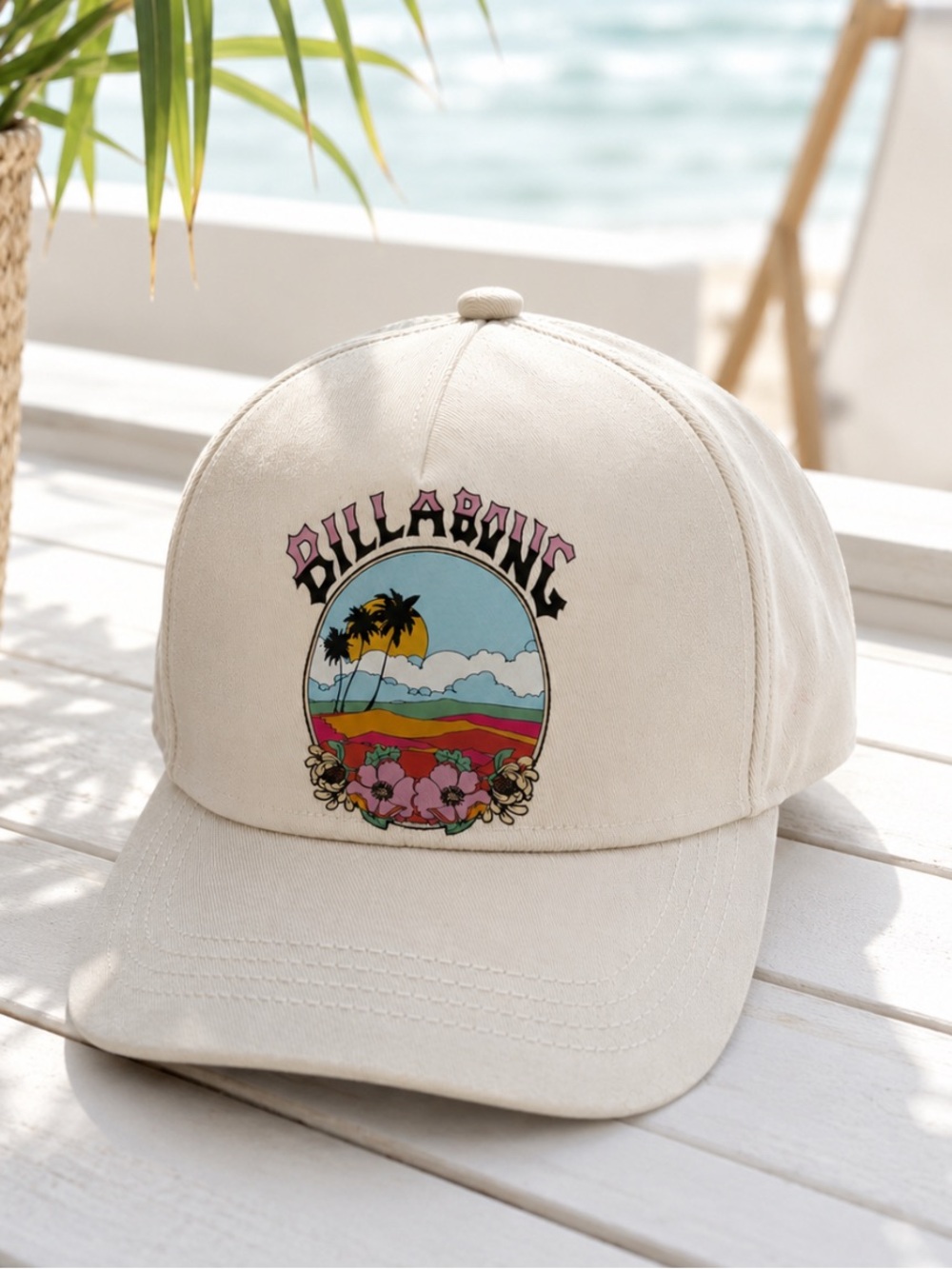 Billabong Cream Tropical Trucker Hat | Adjustable